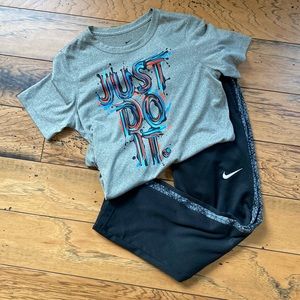 Boys Medium Nike Dri-fit Tee and Athletic Pants Bundle